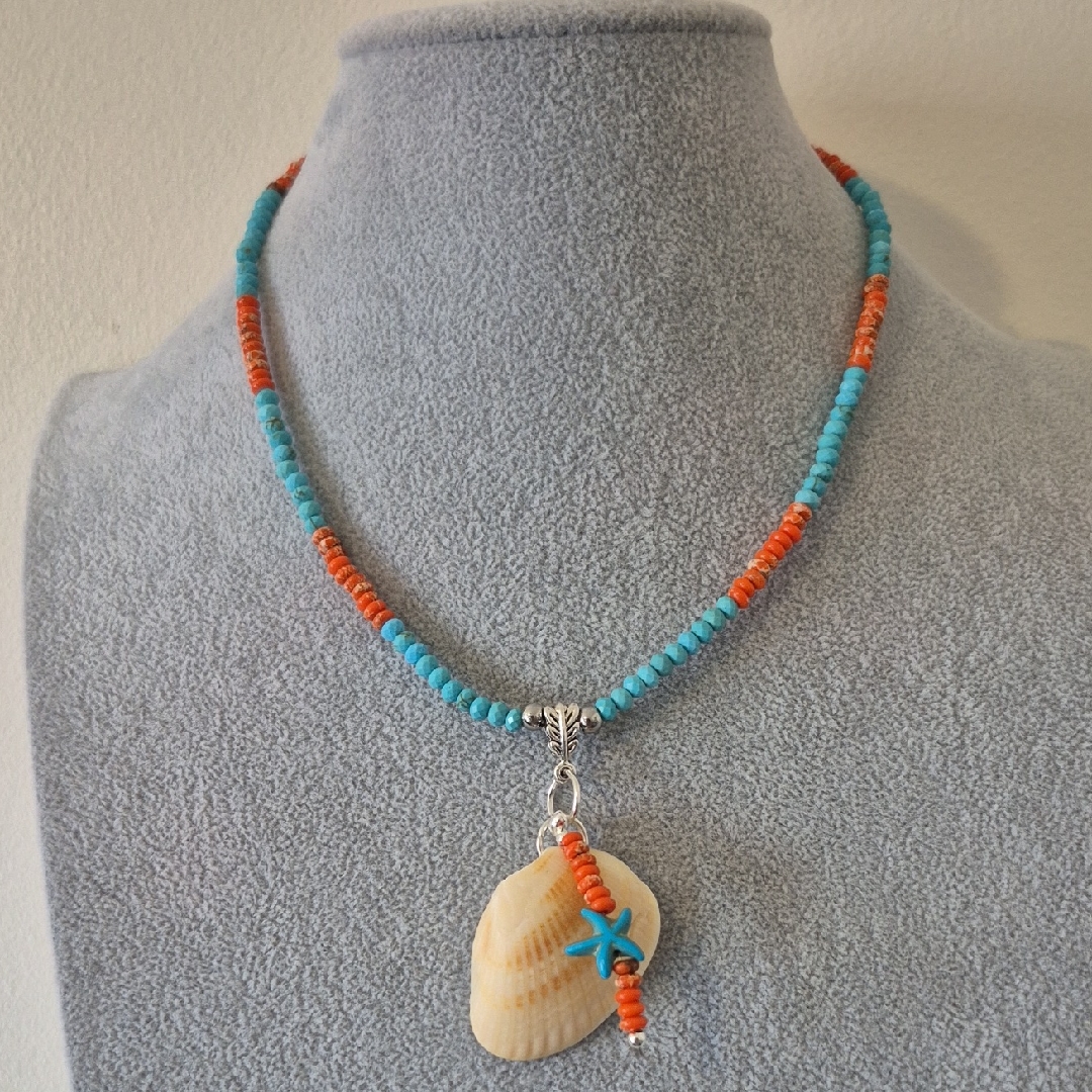 Shell, Turquoise,Coral 3 Piece Jewelry Set.Natural